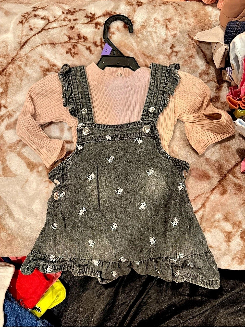 H&M Floral Romper Set in Gray & Pink Baby 12M